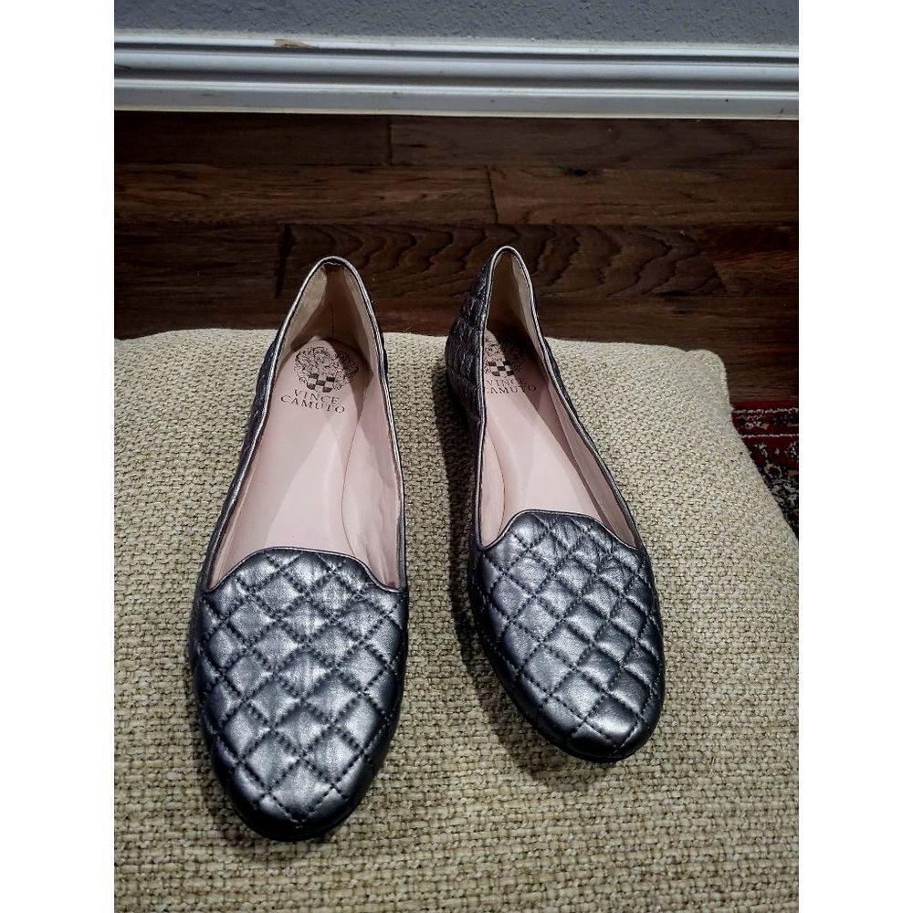 Vince Camuto Silver Quilted Flats